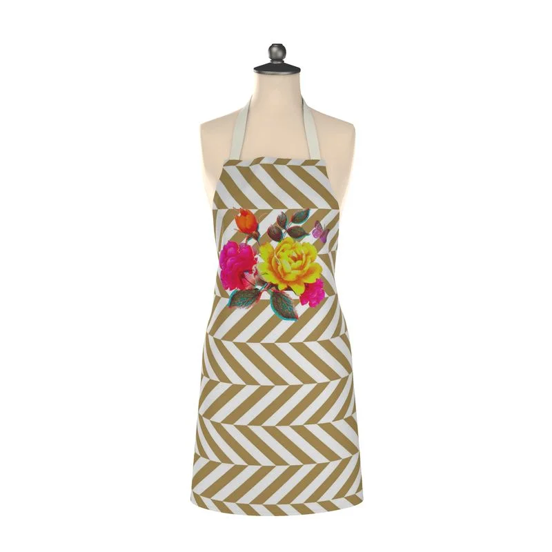 Flowers With Golden Zigzags | Apron