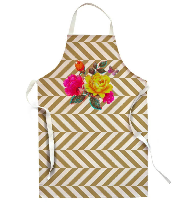 Flowers With Gold Zigzags | Apron