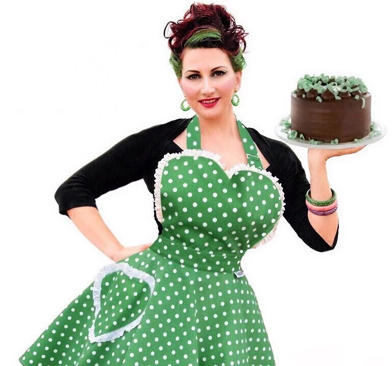 Deliciously Dotty Kelly Green Sweetheart Womens Apron