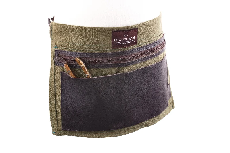 Heritage Half Leather & Linen Waist Apron - With Zip