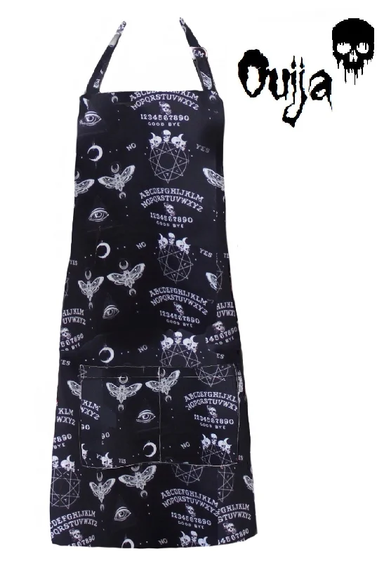 Black Ouija Occult Unisex Apron. Black Witchy Goth Horror Apron