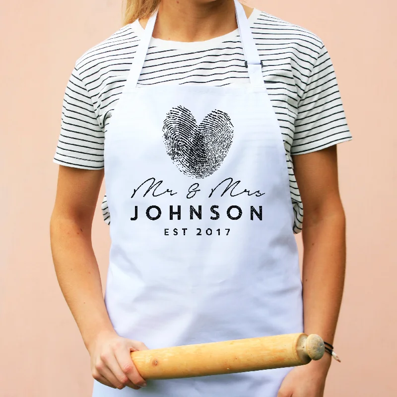 Personalied Mr And Mrs Finger Print Apron