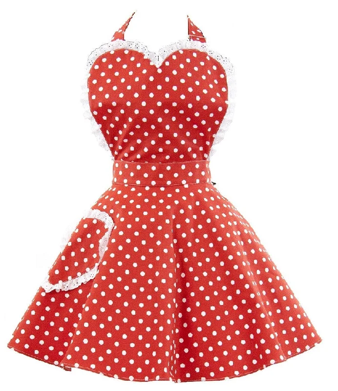 Deliciously Dotty Retro Red Womens Sweetheart Apron