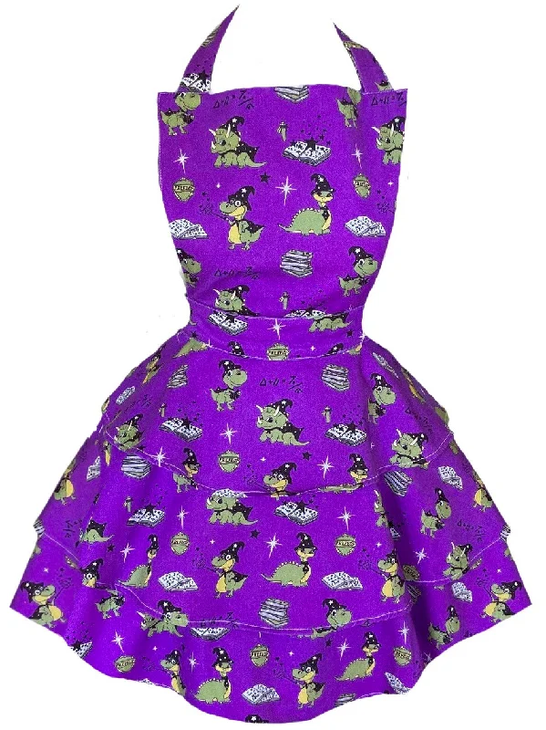 Wizardasaurus Academy Women's Retro Rara Apron. Wizardy Dinosaurs Retro Apron