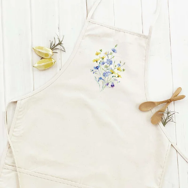 Yellow and Purple Cut Flowers - Women's Apron