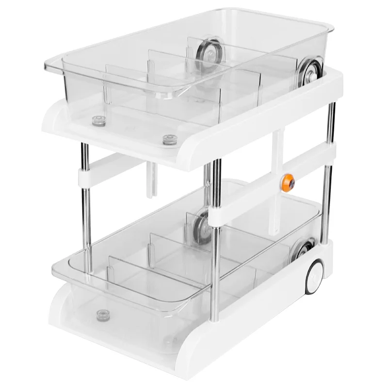 2-Tier Height Adjustable Under Sink Organizer with Wheels