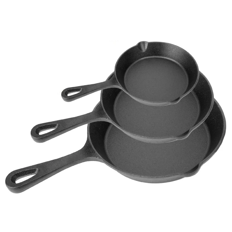 3-Piece Pre-Seasoned Cast Iron Skillet Set Non-Stick Oven Safe