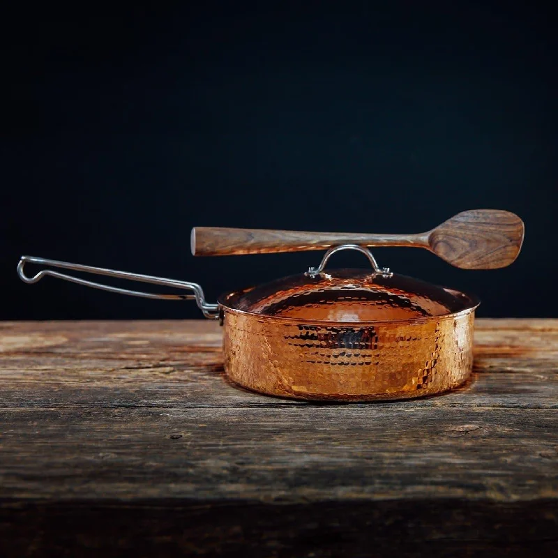 Hammered Copper Fry Pan with Lid