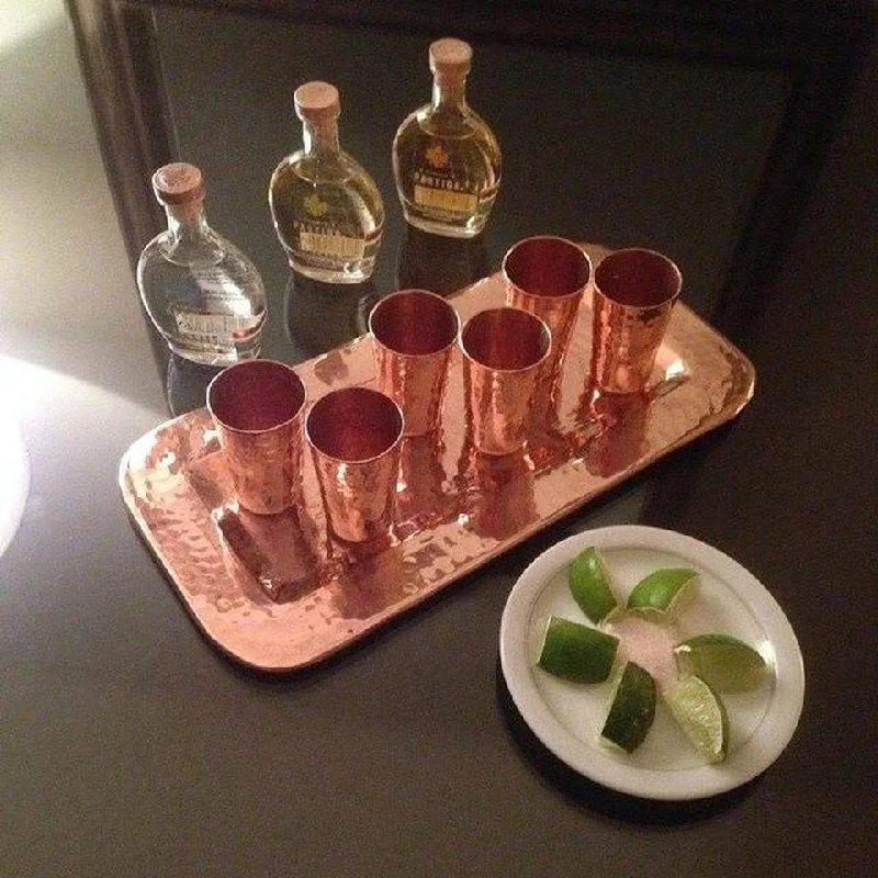 Hammered Copper Tequila Shot Set