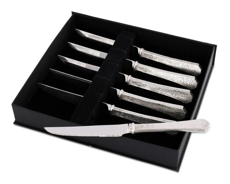 Hammered Pewter Steak Knives