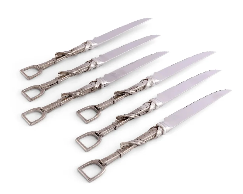 Irons & Leathers Pewter Steak Knives