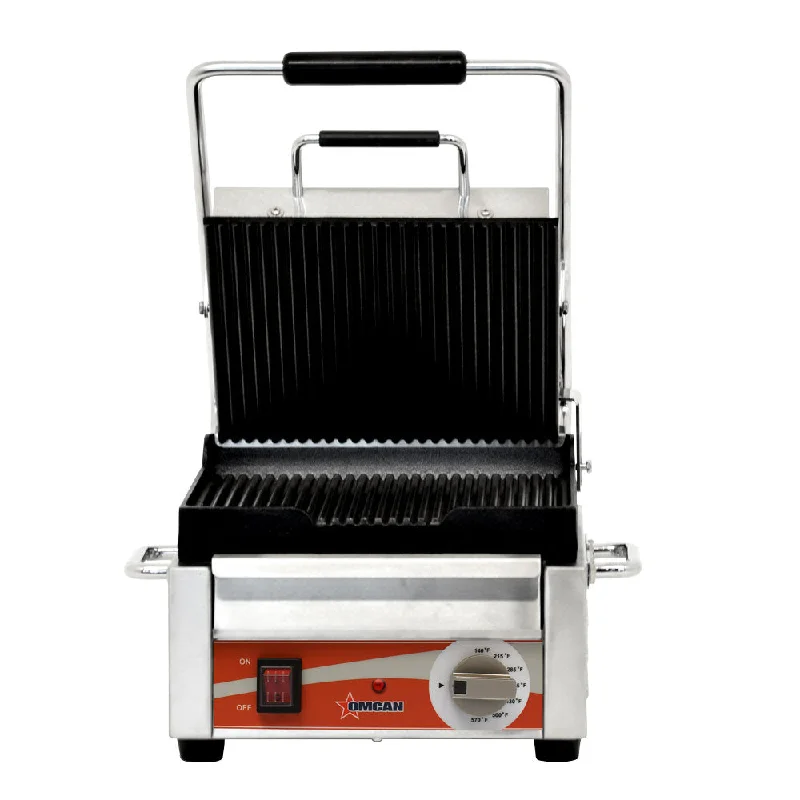 Nella 10" x 11" Single Panini Grill with Grooved Grill Surfaces 120V