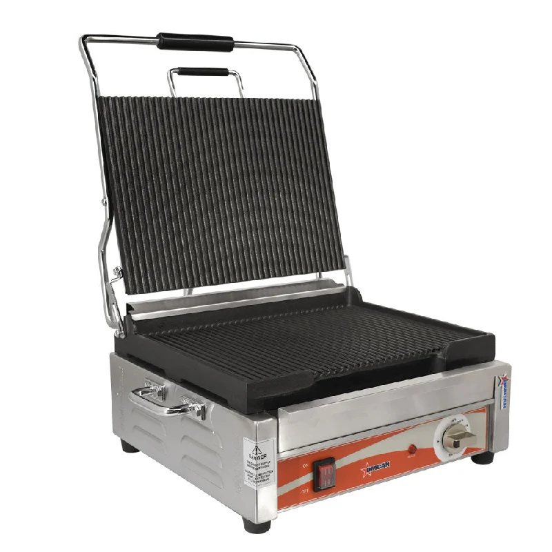 Nella 12" x 15" Single Panini Grill with Grooved Grill Surfaces, 120V