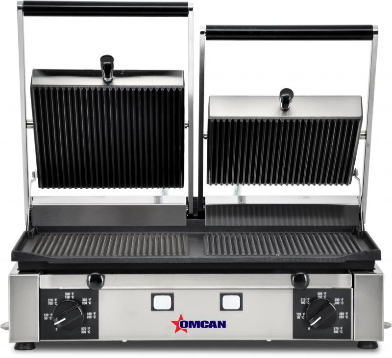 Nella Elite Series 10" x 19" Double Panini Grill with Grooved Grill Surfaces 220V