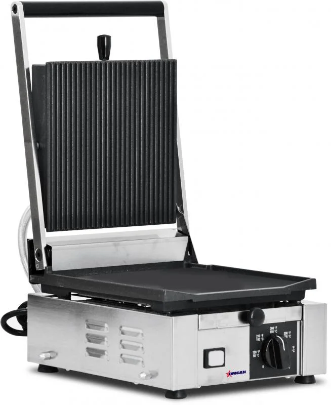 Nella Elite Series 10" x 9" Panini Grill with Grooved Top and Smooth Bottom Grill Surfaces, 110V