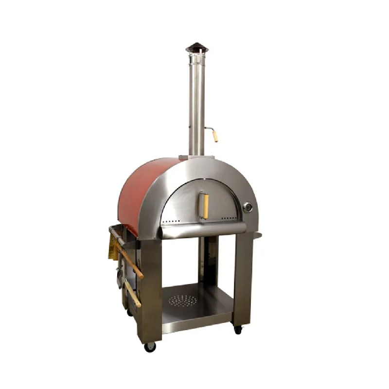 Nella Wood Burning Pizza Oven with Red Enamel Coating