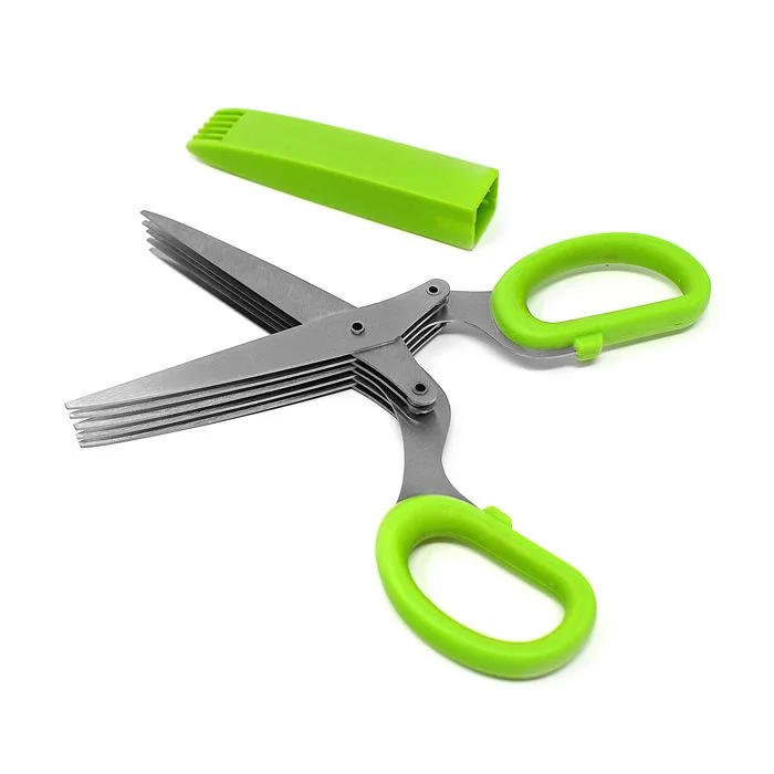 Norpro Multi Blade Herb Shears with Storage Sheath, Stainless Steel, Green