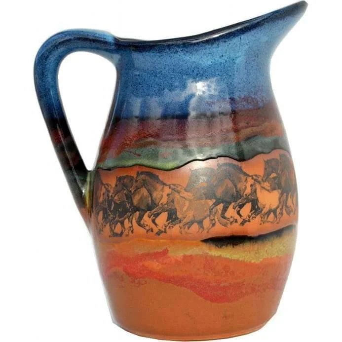 Open Range Horses 2 Quart Stoneware Pitcher