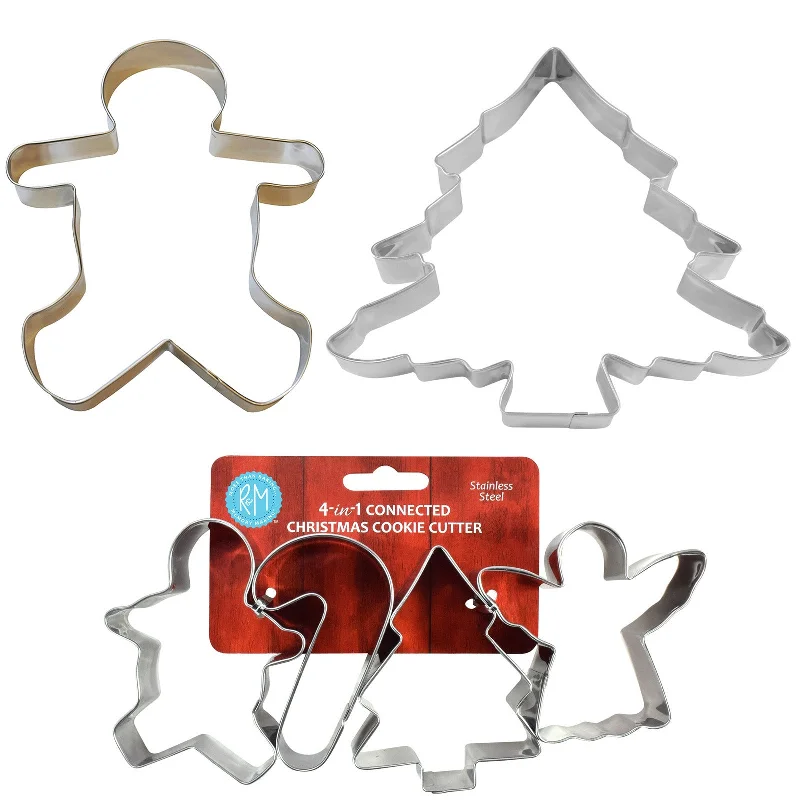 R&M International Christmas, Tree, Angel, and Gingerbread Cookie Cutter Set