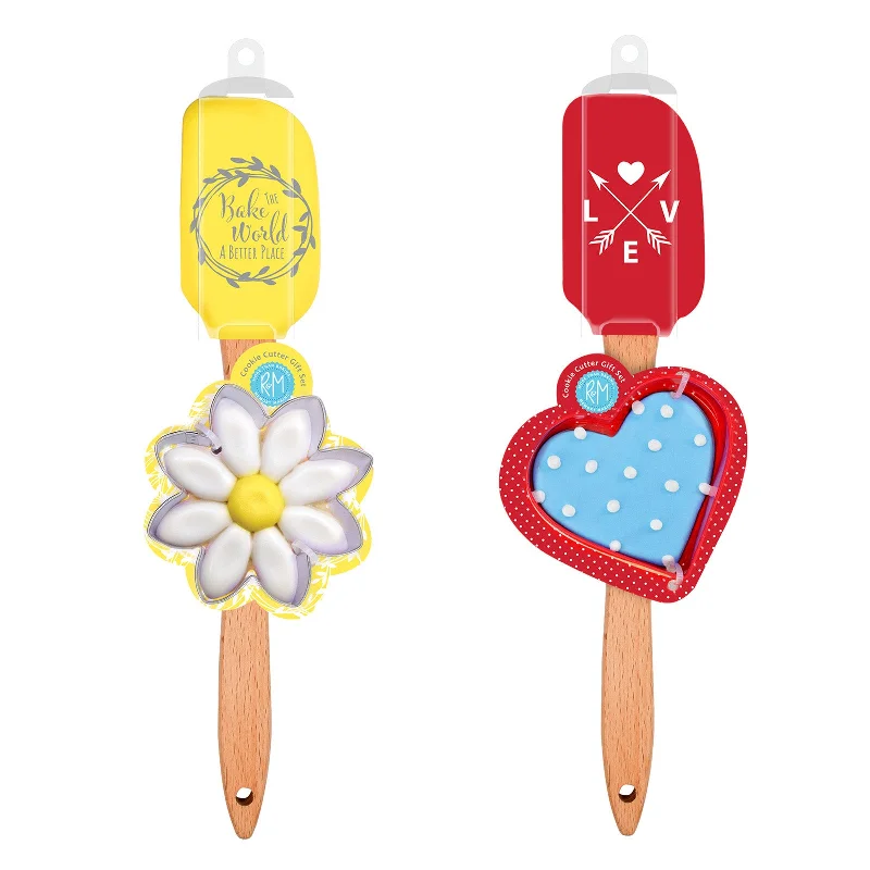 R&M International Daisy and Heart Spatula & Cookie Cutter Set