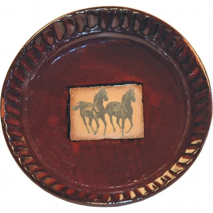 Running Horses Ceramic Fluted Pie Pan