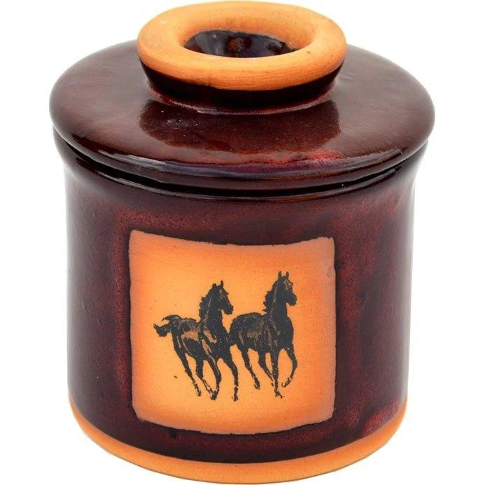 Running Horses French Butter Keeper