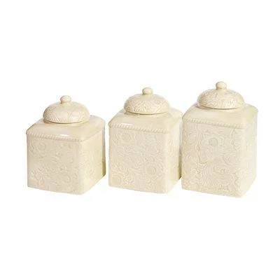 Savannah 3-PC Kitchen Canister Set, Cream