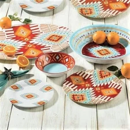 Southwest Design Melamine Dishes 14-Piece Set