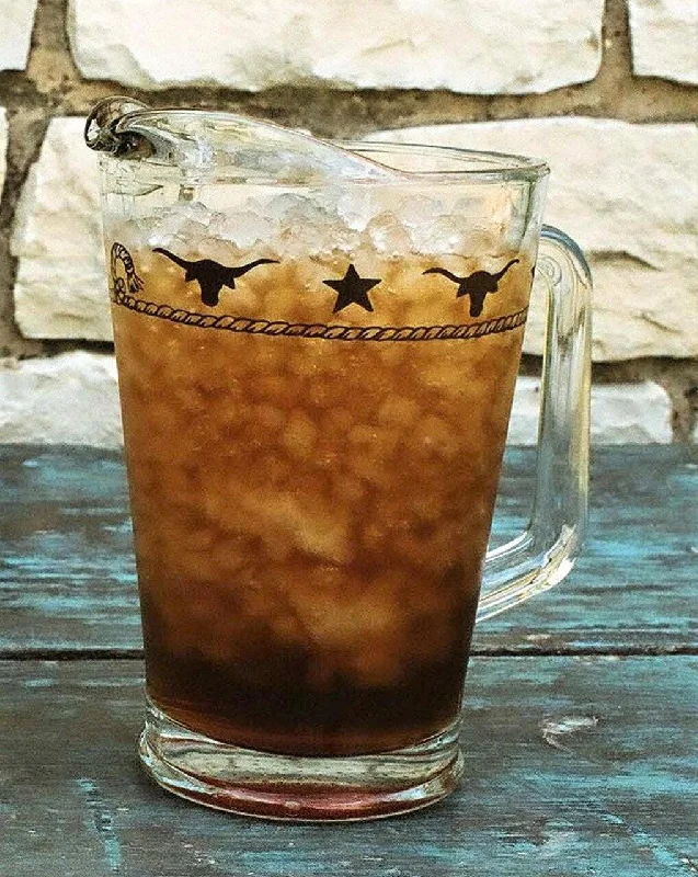 Stars and Longhorns Glass Pitcher