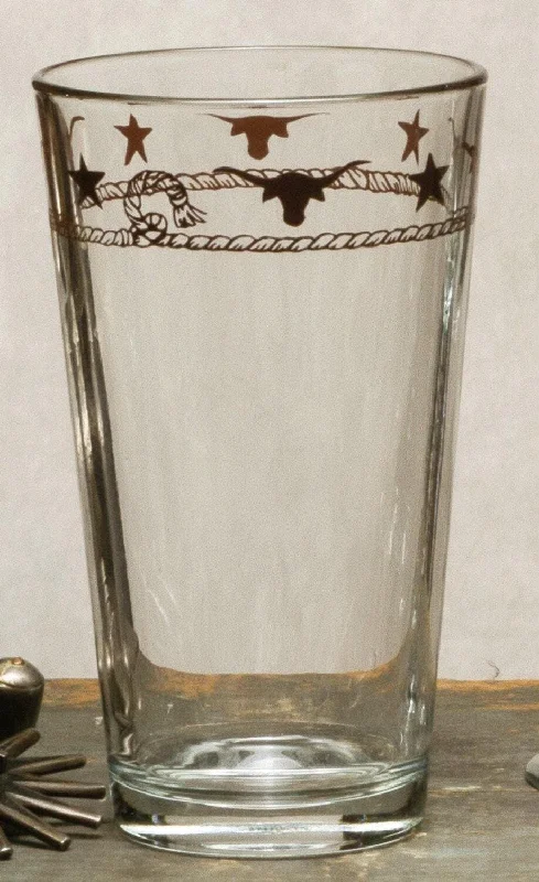 Stars and Longhorns Western Glassware