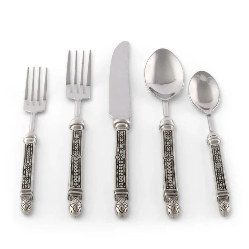 Tooled Pewter Handled Flatware