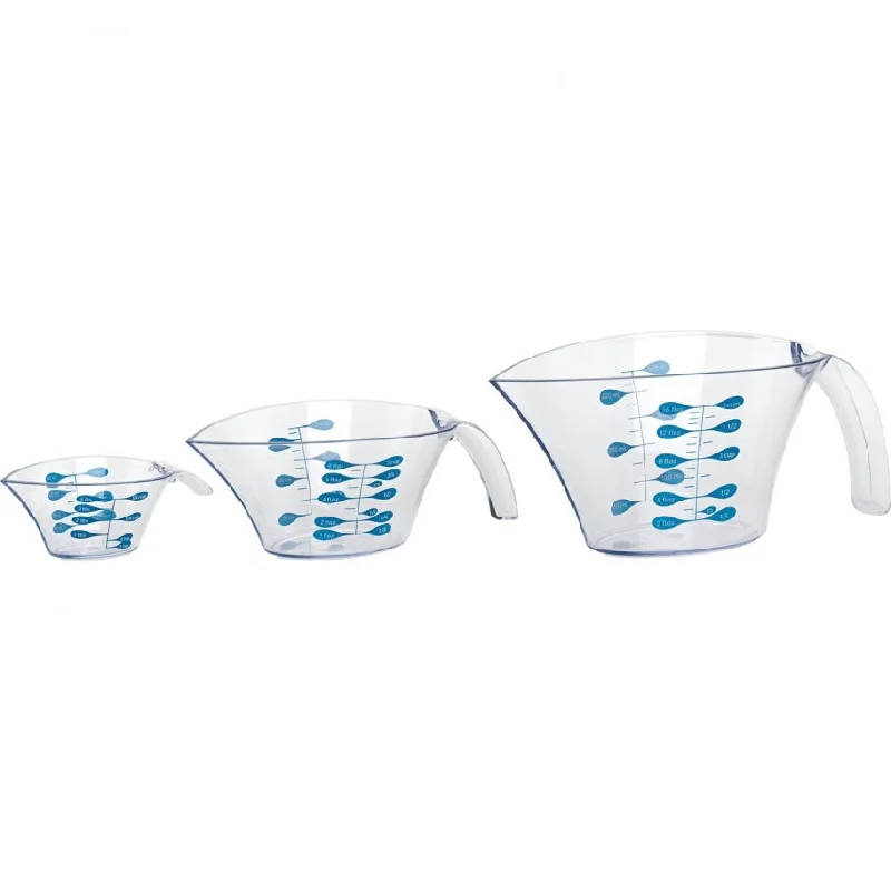 Trudeau BPA Free 3 Piece Measuring Cup Set, 1/4-Cup, 1-Cup, 2-Cup, Clear