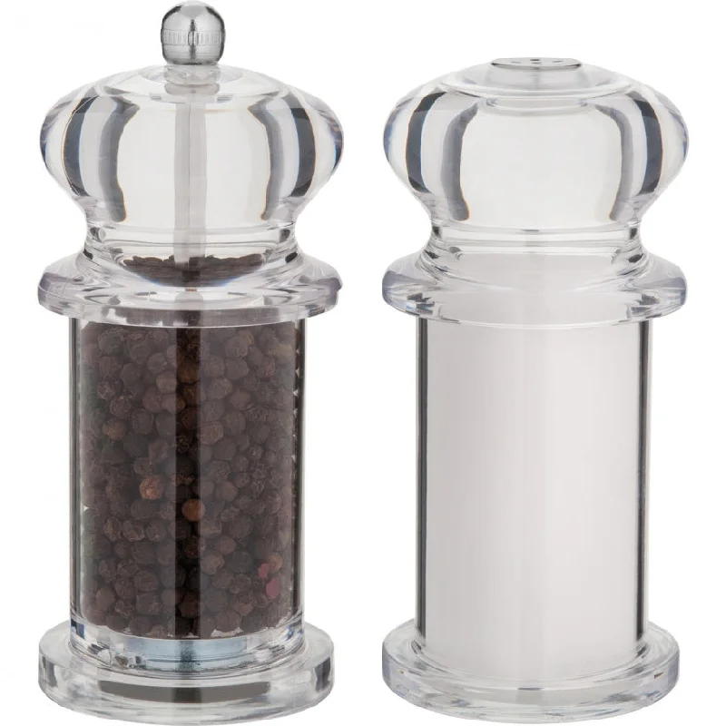 Trudeau Tradition Pepper Mill and Salt Shaker Set, 5.5-Inch, Clear