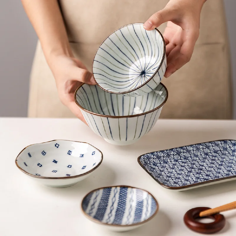 6 Piece Blue Dinnerware Set