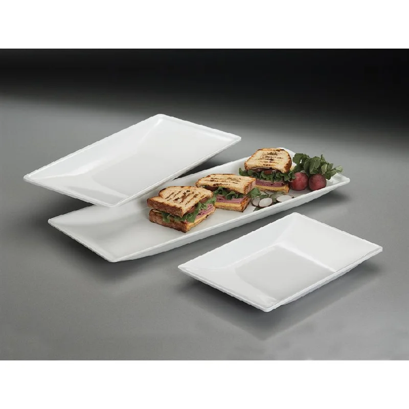 American Metalcraft Endurance 22.9" x 8.3" Trapezoid Melamine Serving Platter, White, 12 /Case