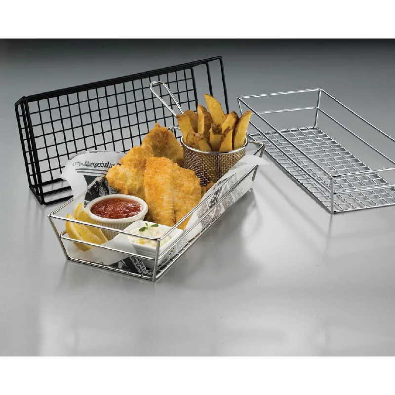 American Metalcraft Stainless Steel Grid Rectangular Basket, 13" x 6" x 2.5"