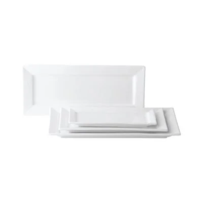 Anton Black 12" x 7" Rectangle Plate, White  6 /Case