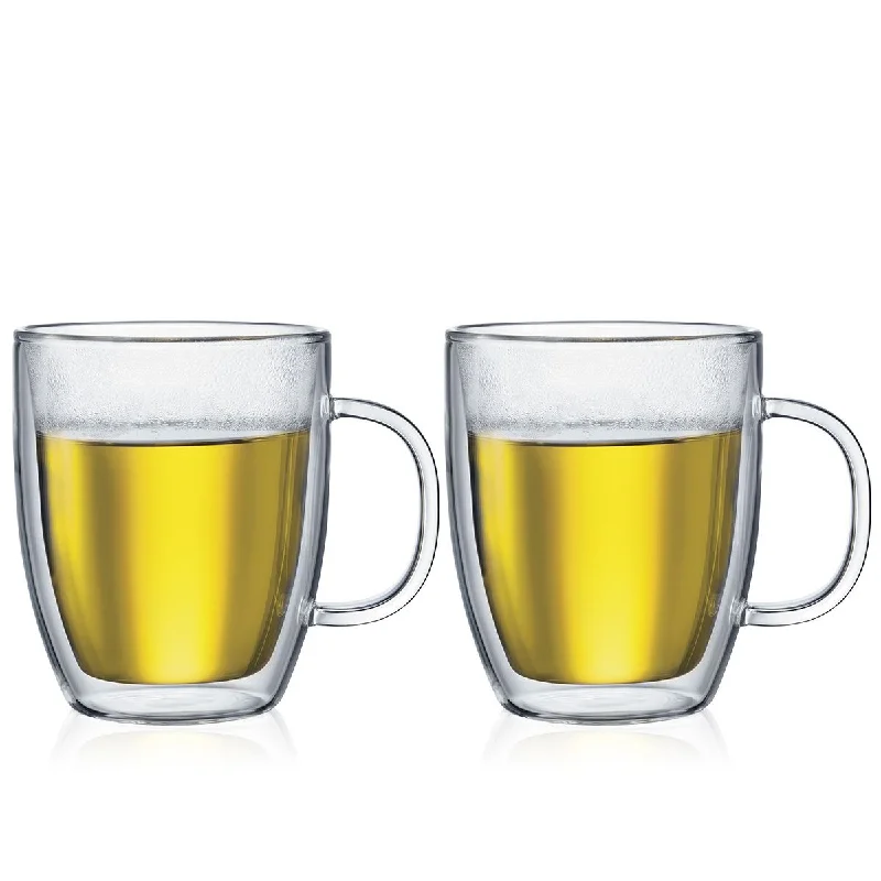 Bodum BISTRO 15 Oz Double Wall Glass Mug 2 /Set