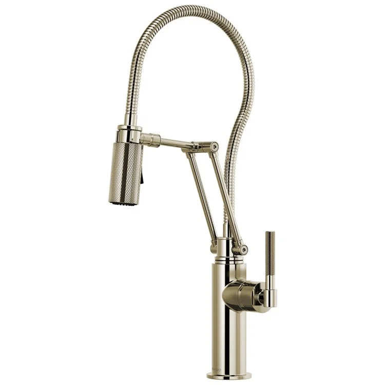 Kitchen Faucet Litze with Finished Hose 1 Round Lever ADA Brilliance Polished Nickel 1.8 Gallons per Minute