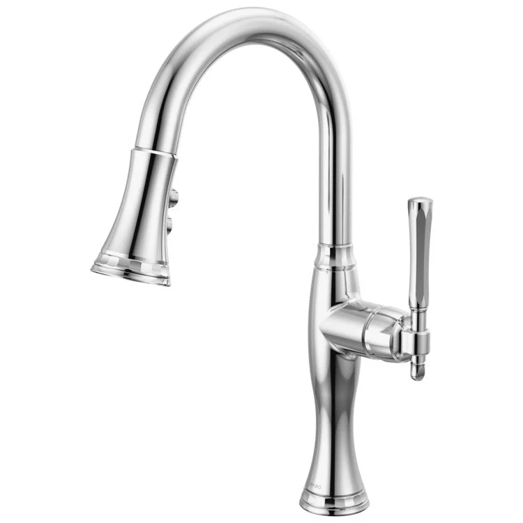 Prep Faucet Tulham 1 Lever ADA Polished Chrome Pull Down 2 Function Wand Aerated Stream/Spray 360 Degree Swivel