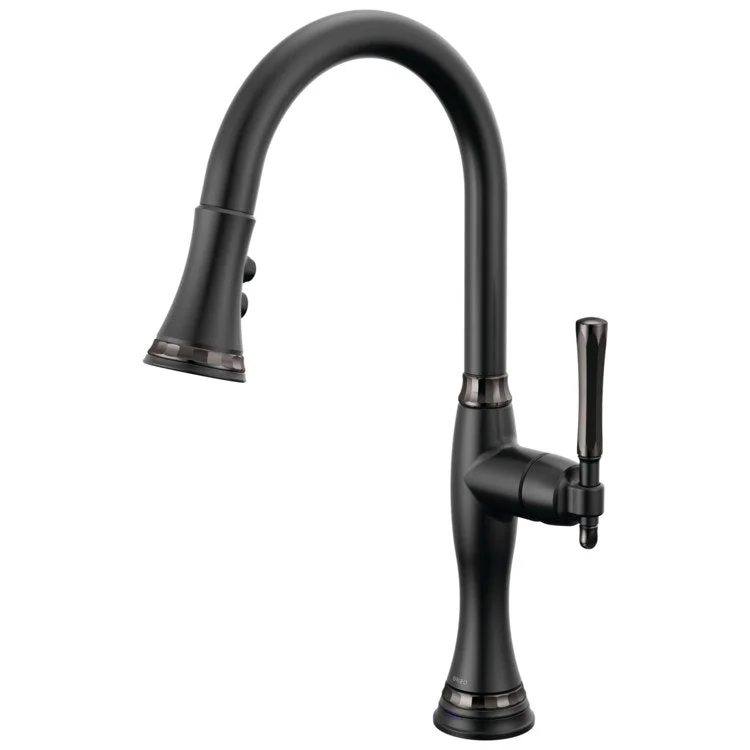 Kitchen Faucet Tulham 1 Lever ADA Matte Black/Brilliance Black Onyx Pull Down 2 Function Handspray 1.8 Gallons per Minute