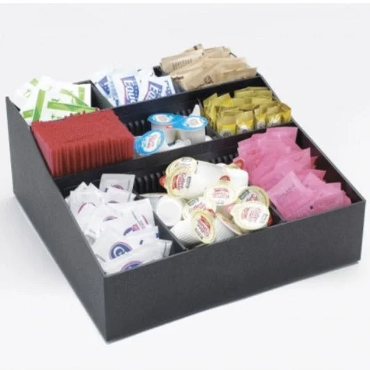 Cal-Mil Condiment Organizer with 9 Compartments, Black, 12" x 12" x 5.5"