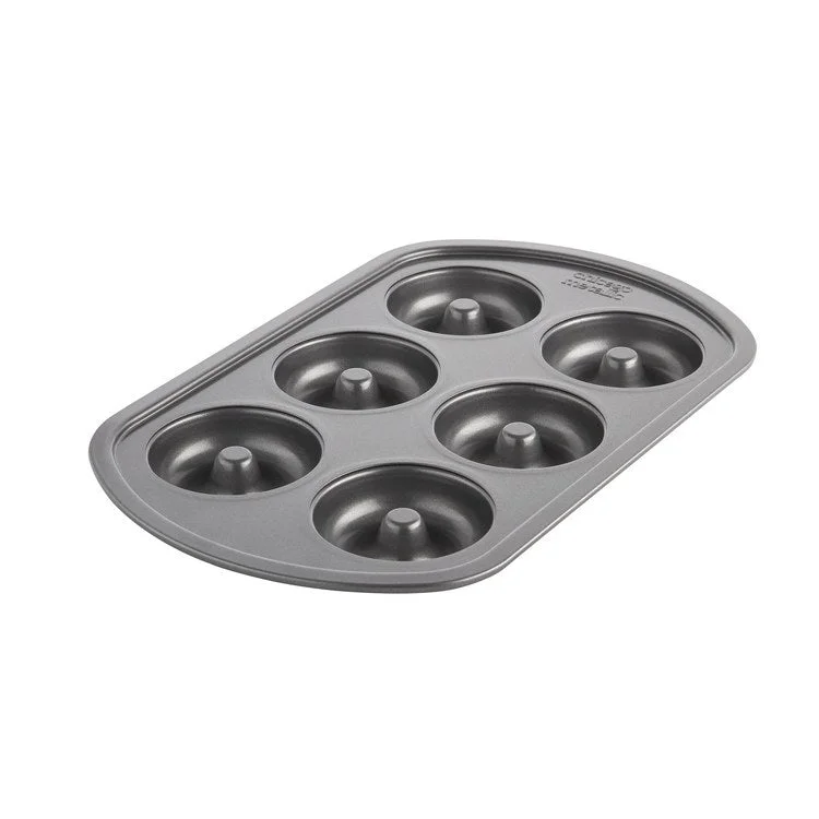 Nonstick Six-Cup Donut Pan - Gray