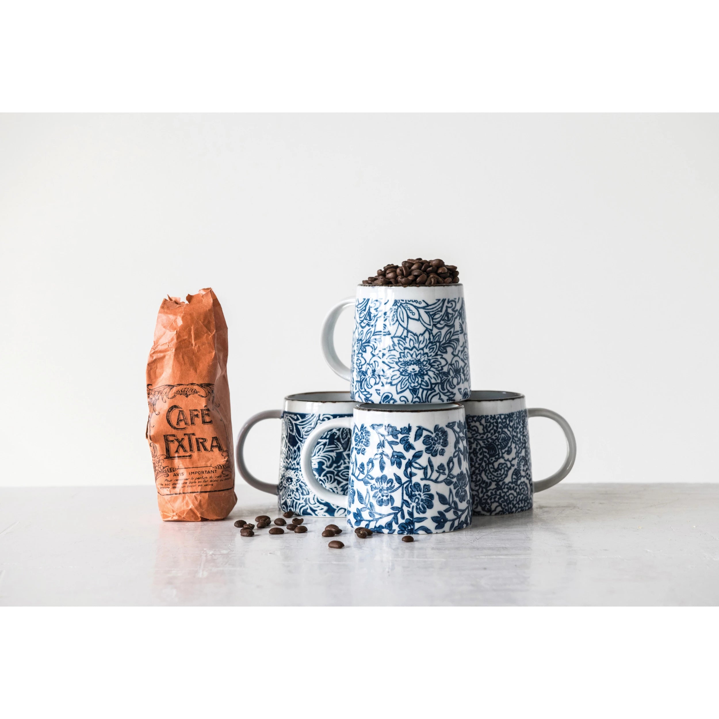 Creative Co-op - Hand-Stamped Stoneware Mug