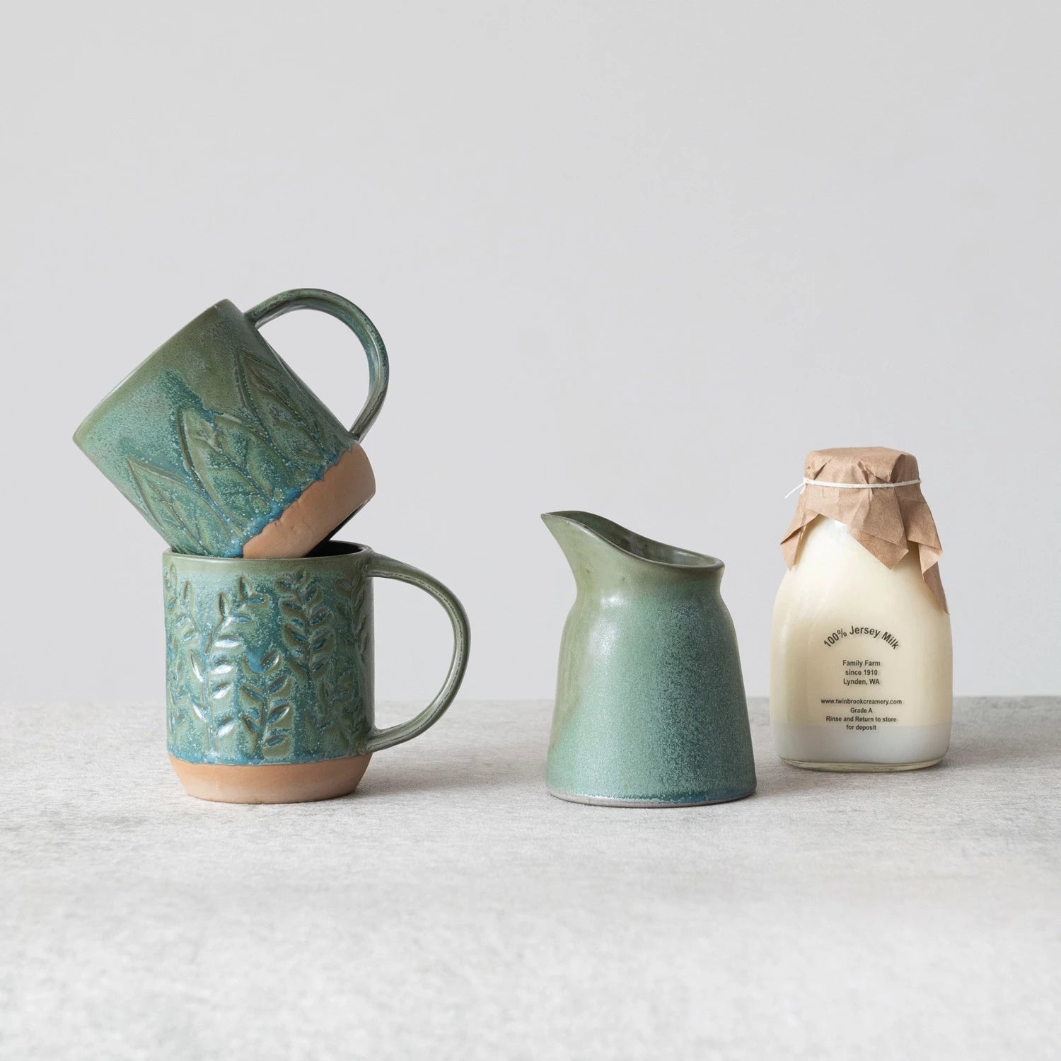 Creative Co-op - Debossed Stoneware Mug