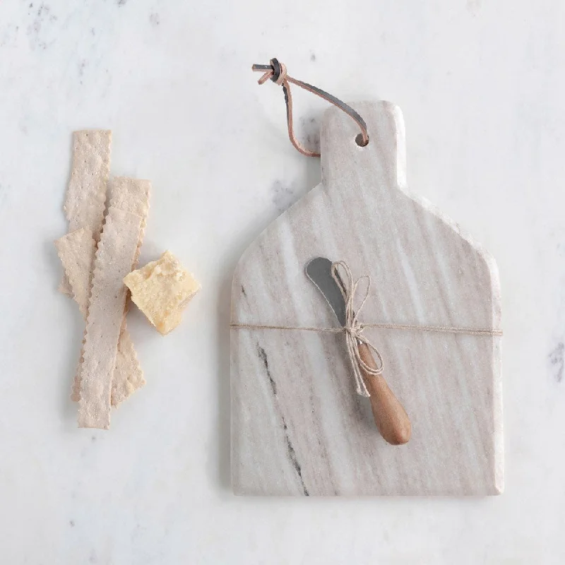 Creative Co-op - Marble Board With Knife