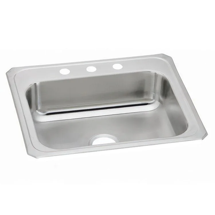 Gourmet Celebrity 25" Single Bowl Stainless Steel Drop-In Kitchen Sink with 3 Holes