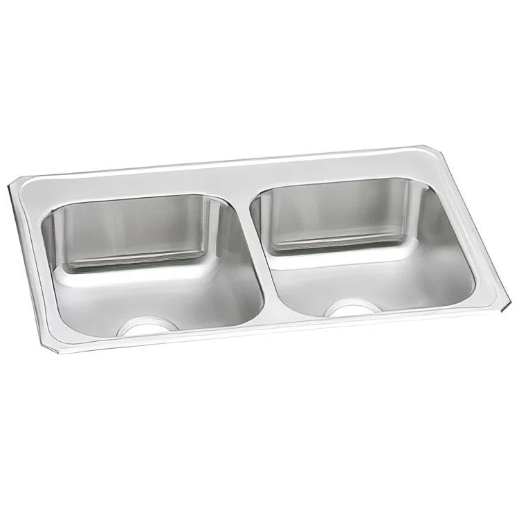 Kitchen Sink Celebrity 33 x 22 Inch Double Bowl Equal Brushed Satin Drop-In