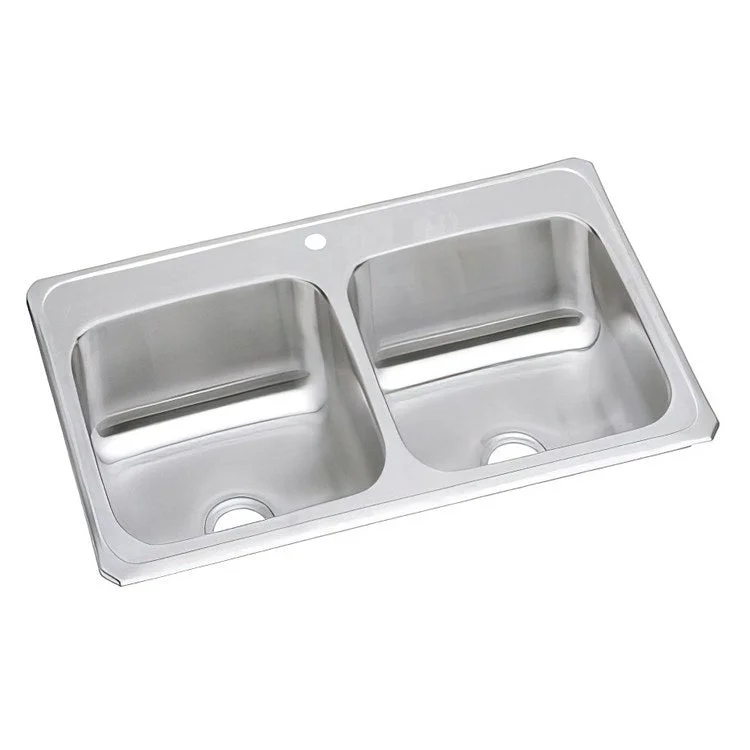 Gourmet Celebrity 43" Double Bowl Stainless Steel Drop-In Kitchen Sink with 1 Hole