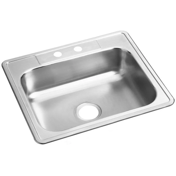 Kitchen Sink Dayton 25 x 21.25 Inch Single Bowl 2 Hole ADA Satin Drop-In Rectangle Drain Location Center Depth 6-4/7 Inch Bottom Only Pads